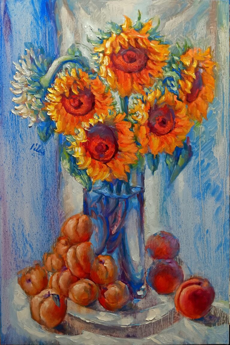 Sunflowers with Apricots and Peaches